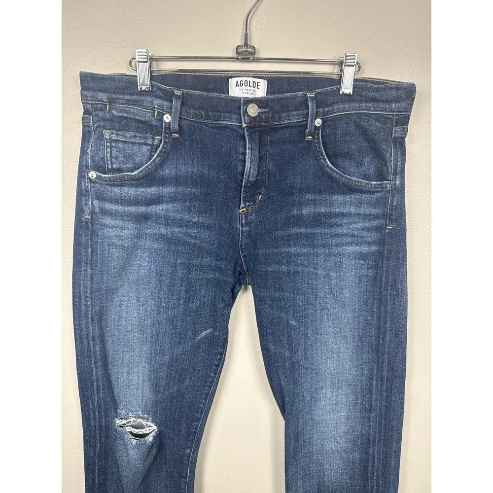 Agolde Isabel Straight Fit Boyfriend Jeans A015B-827‎ Distressed Dark Wash Sz 29